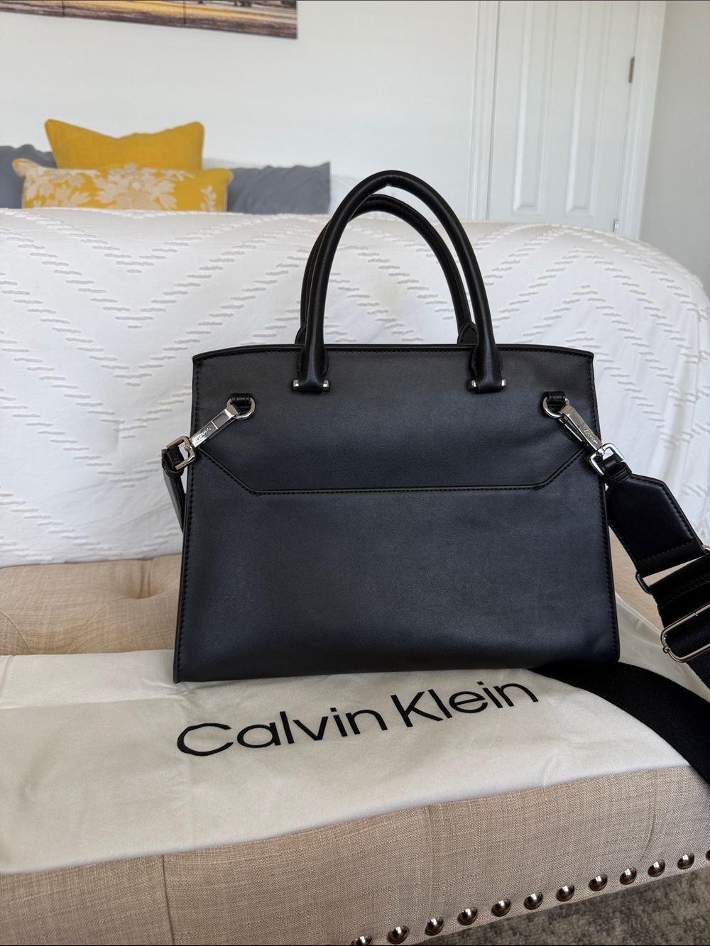 Calvin Klein Becky Turnlock Convertible Satchel - Picture 3 of 3